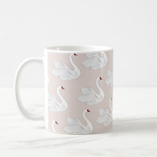 Seamless pattern with white swans. White bird orna Coffee Mug