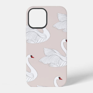 Seamless pattern with white swans. White bird orna iPhone 12 Case
