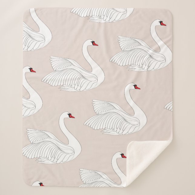 Seamless pattern with white swans. White bird orna Sherpa Blanket (Front)