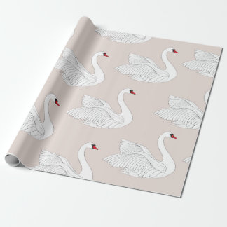 Seamless pattern with white swans. White bird orna Wrapping Paper