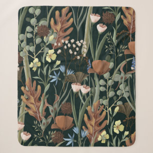 Seamless pattern with wild and dried flowers. Autu Sherpa Blanket