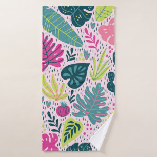 Seamless pattern with wild tropical rainforest. Tr Bath Towel