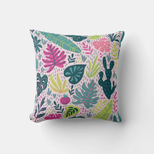 Seamless pattern with wild tropical rainforest. Tr Cushion