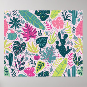 Seamless pattern with wild tropical rainforest. Tr Poster