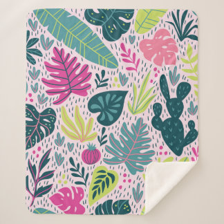 Seamless pattern with wild tropical rainforest. Tr Sherpa Blanket