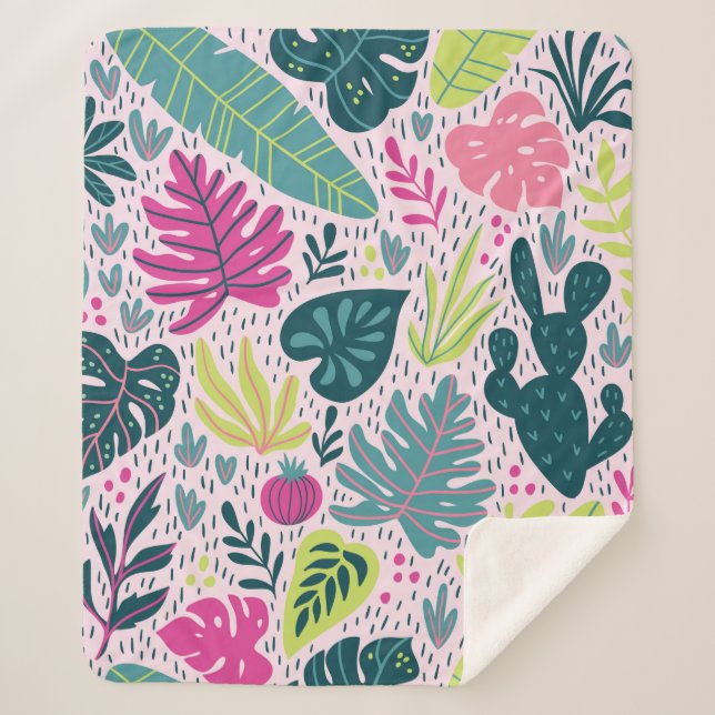 Seamless pattern with wild tropical rainforest. Tr Sherpa Blanket (Front)