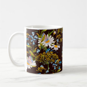 Seamless pattern with wildflowers coffee mug