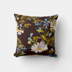 Seamless pattern with wildflowers cushion