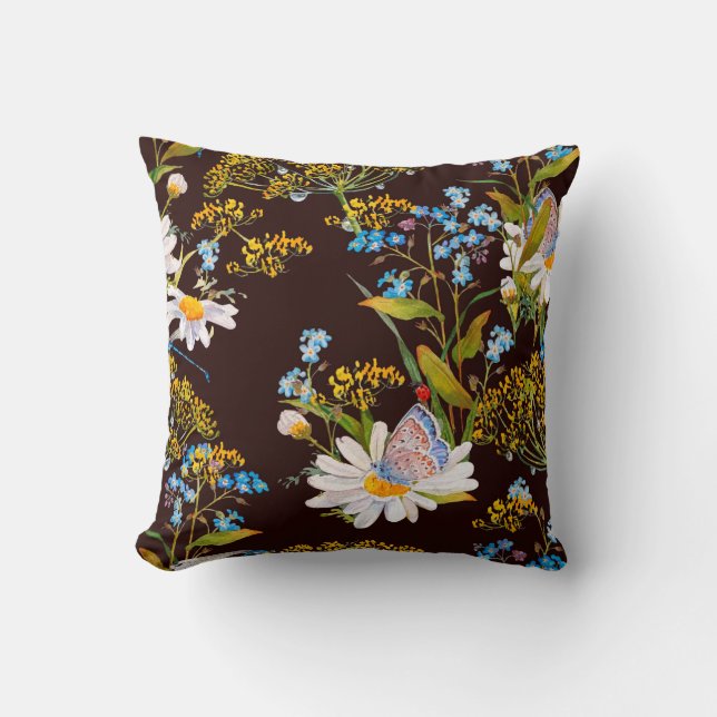 Seamless pattern with wildflowers cushion (Front)