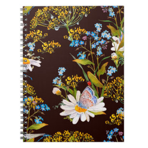 Seamless pattern with wildflowers notebook