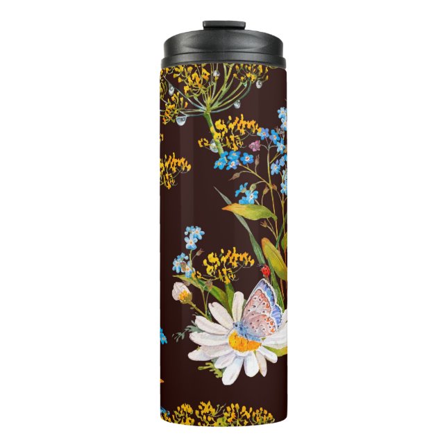 Seamless pattern with wildflowers thermal tumbler (Front)