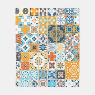 Seamless pattern with with Portuguese tiles. illus Fleece Blanket