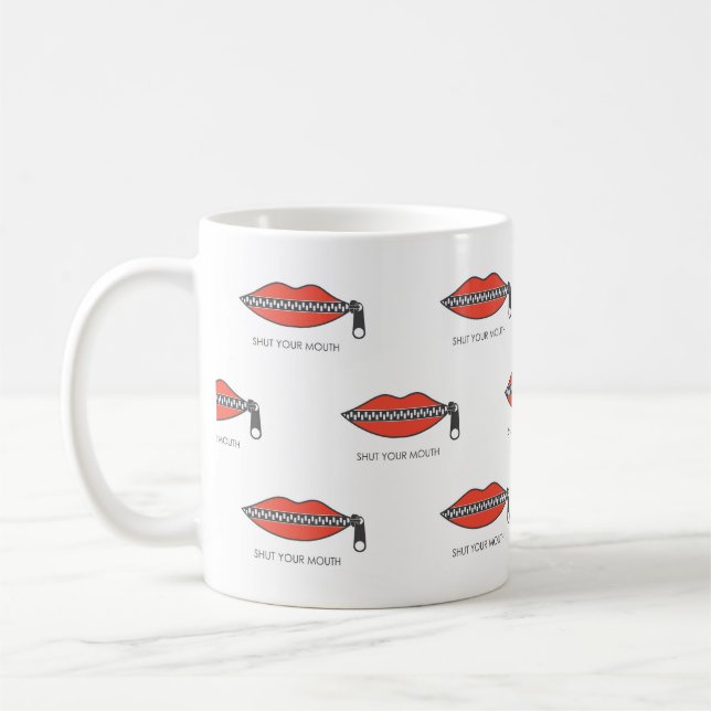 Seamless pattern with Woman's mouth with zipper cl Coffee Mug (Left)
