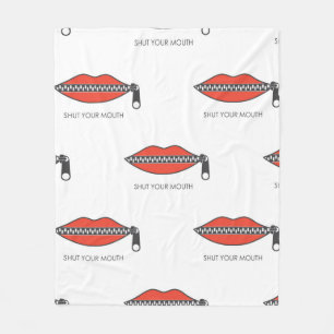 Seamless pattern with Woman's mouth with zipper cl Fleece Blanket