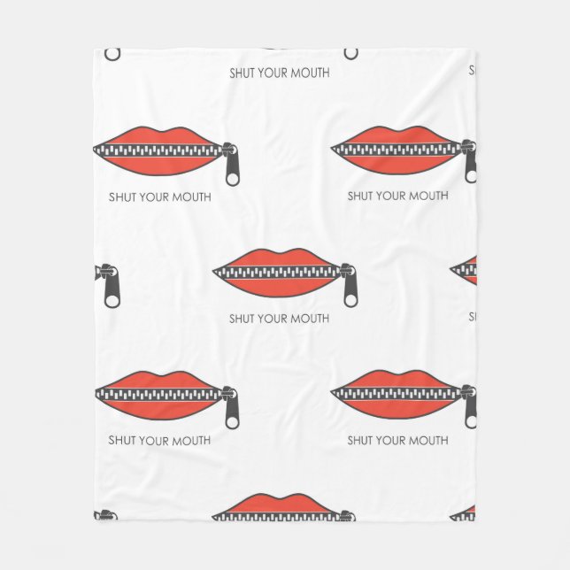 Seamless pattern with Woman's mouth with zipper cl Fleece Blanket (Front)
