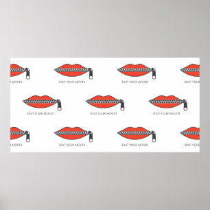 Seamless pattern with Woman's mouth with zipper cl Poster