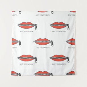 Seamless pattern with Woman's mouth with zipper cl Tapestry