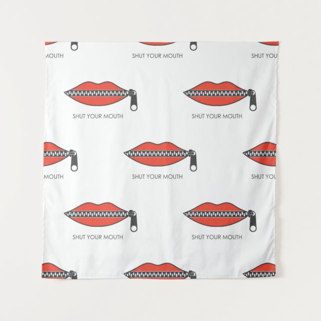 Seamless pattern with Woman's mouth with zipper cl Tapestry (Front)