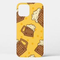 Seamless Pattern with Wooden Foam Beer Mugsbeer, p