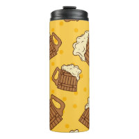 Seamless Pattern with Wooden Foam Beer Mugsbeer, p