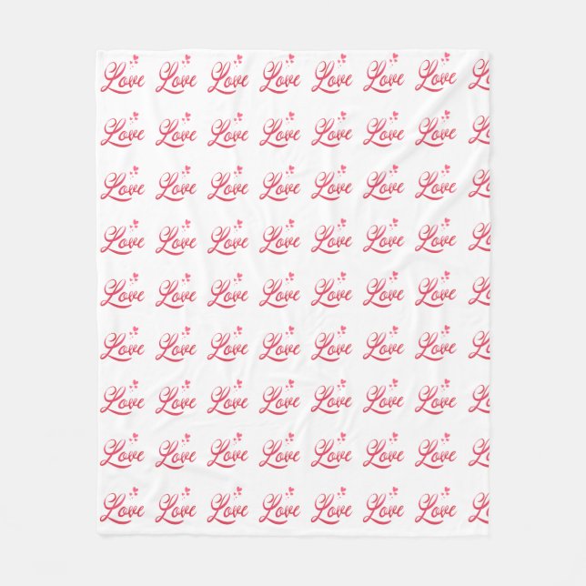 Seamless pattern with word love and hearts fleece blanket (Front)