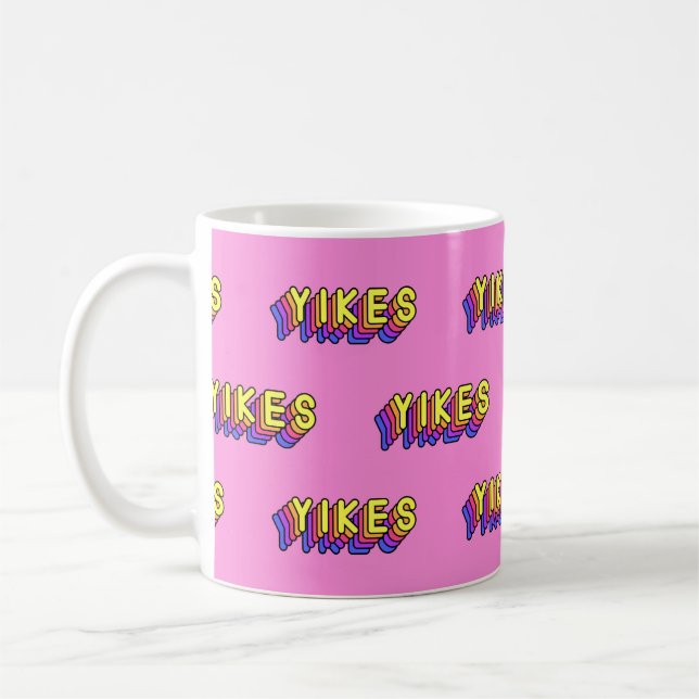 Seamless pattern with words “Yikes” isolated on pi Coffee Mug (Left)