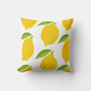 Seamless pattern with yellow fresh lemon cushion