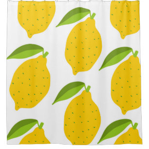 Seamless pattern with yellow fresh lemon shower curtain