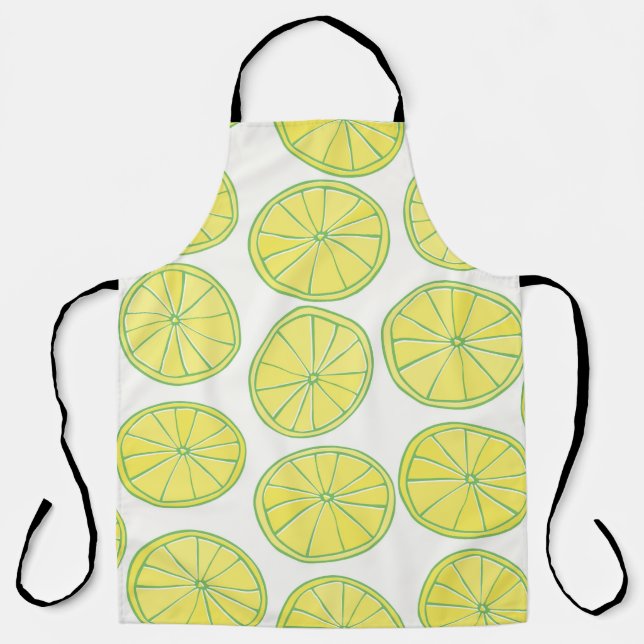 Seamless pattern with yellow lemon slices on white apron (Front)