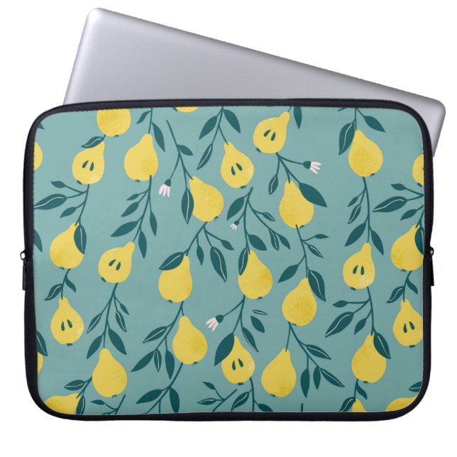 Seamless pattern with yellow pear. Fruit backgroun Laptop Sleeve (Front)
