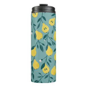 Seamless pattern with yellow pear. Fruit backgroun Thermal Tumbler
