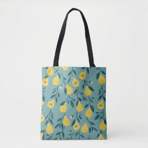 Seamless pattern with yellow pear. Fruit backgroun Tote Bag