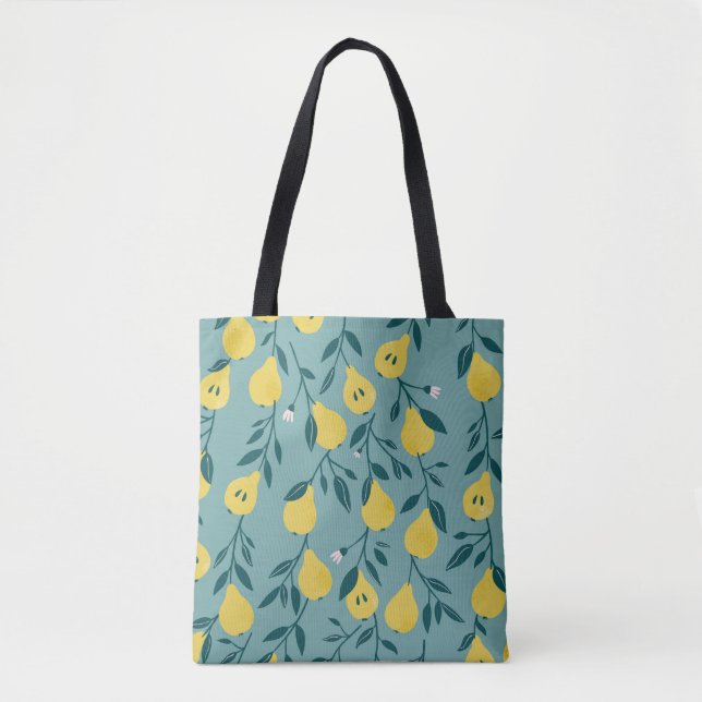 Seamless pattern with yellow pear. Fruit backgroun Tote Bag (Front)