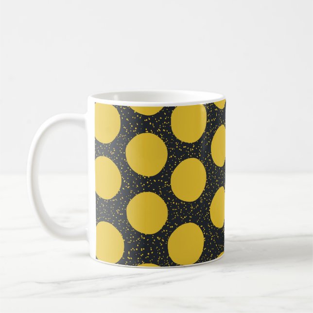 Seamless pattern with yellow polka dots coffee mug (Left)