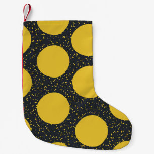 Seamless pattern with yellow polka dots small christmas stocking