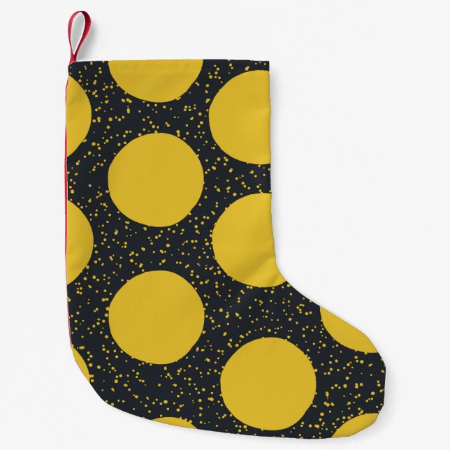 Seamless pattern with yellow polka dots small christmas stocking (Front)