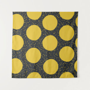 Seamless pattern with yellow polka dots tapestry