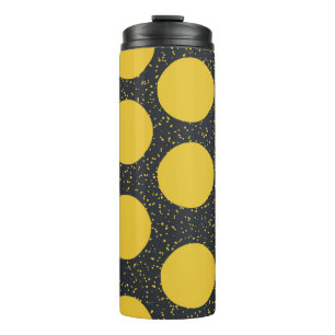 Seamless pattern with yellow polka dots thermal tumbler