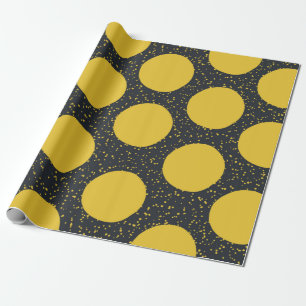 Seamless pattern with yellow polka dots wrapping paper