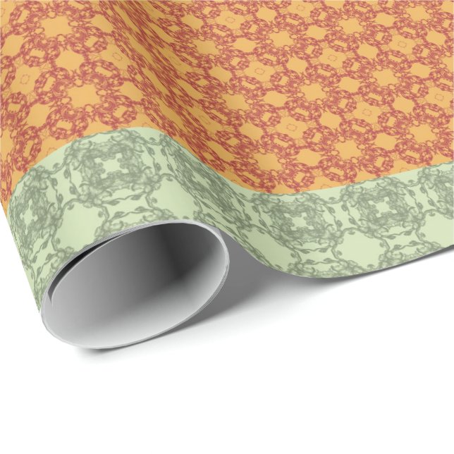 Seamless pattern yellow, blue, green and brown wrapping paper (Roll Corner)