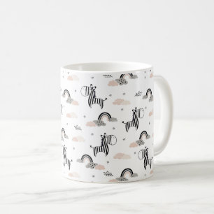 Seamless Pattern Zebra, Clouds, Rainbow Coffee Mug