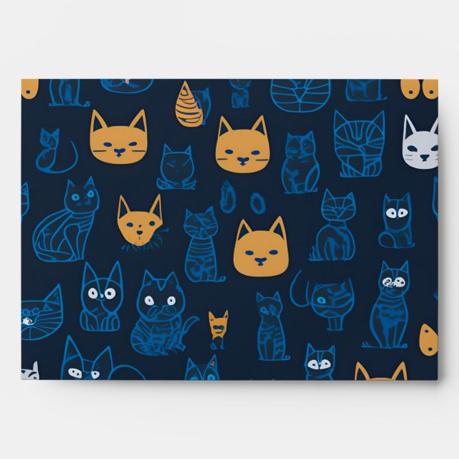 Seamless patterns of cats, repeating patterns envelope (Front)