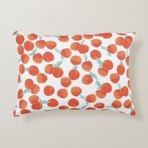 Seamless peach fruits, summer pattern. decorative cushion