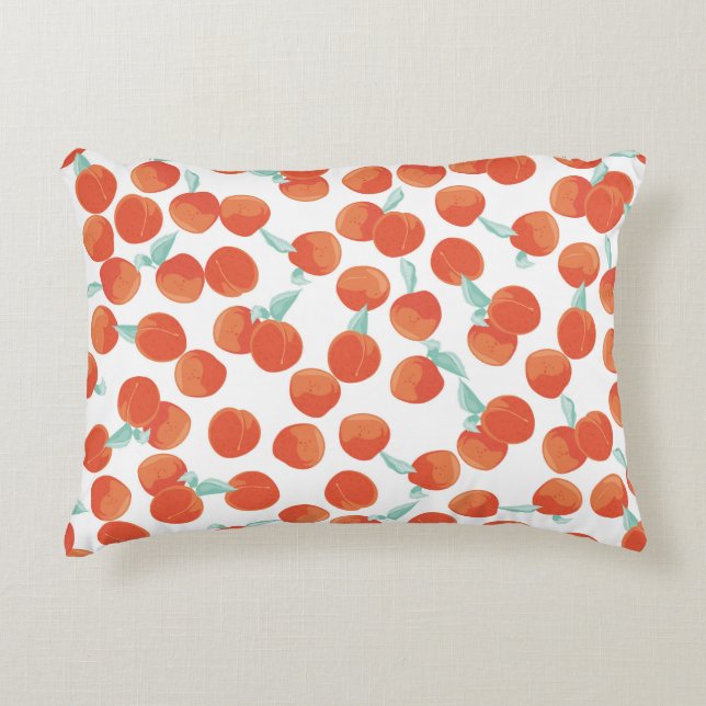 Seamless peach fruits, summer pattern. decorative cushion (Front)