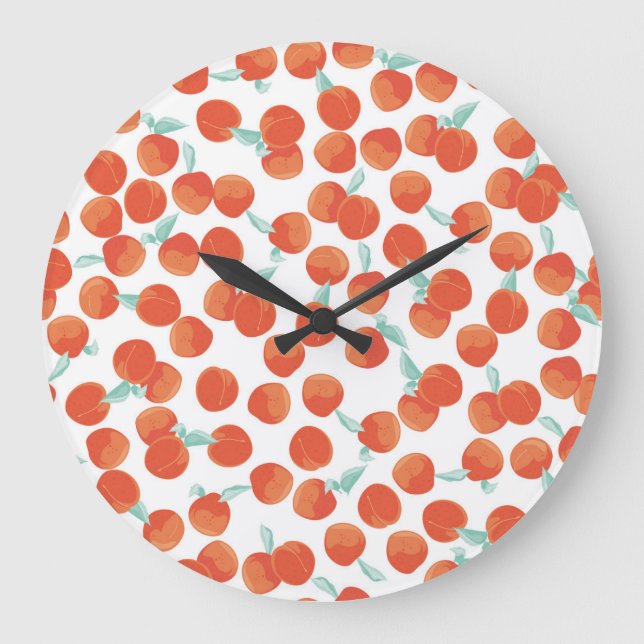 Seamless peach fruits, summer pattern. large clock (Front)