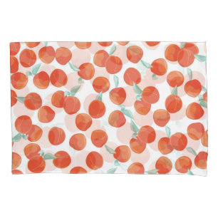 Seamless peach fruits, summer pattern. pillowcase