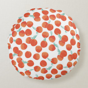 Seamless peach fruits, summer pattern. round cushion