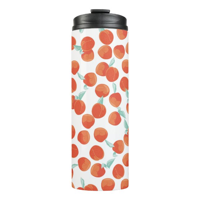 Seamless peach fruits, summer pattern. thermal tumbler (Front)