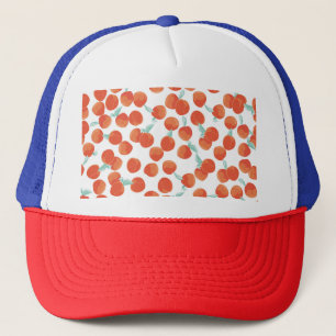 Seamless peach fruits, summer pattern. trucker hat