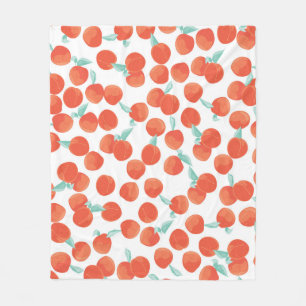 Seamless peach pattern with fruits background. Sum Fleece Blanket